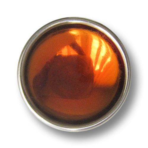 www.Knopfparadies.de - 4079or - Kreative silberne Ösenknöpfe aus Kunststoff mit orangefarbener Füllung