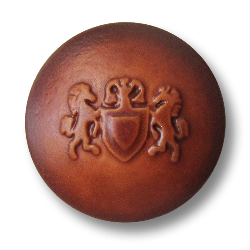 www.Knopfparadies.de - 1670mb - Mittel- bis rotbraune Kunststoffknöpfe mit Wappen Motiv wie Lederknöpfe