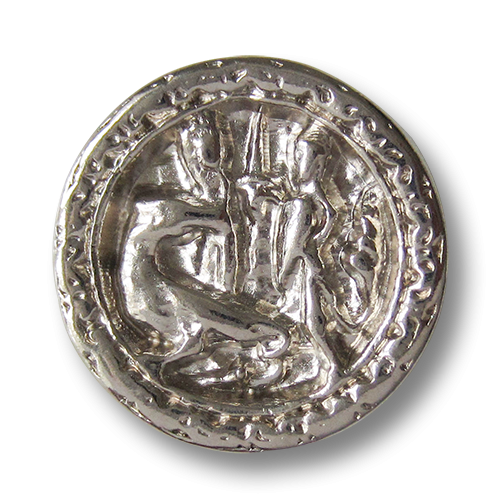 www.Knopfparadies.de - 0824si - Silberne Metallknöpfe mit Drachen Motiv