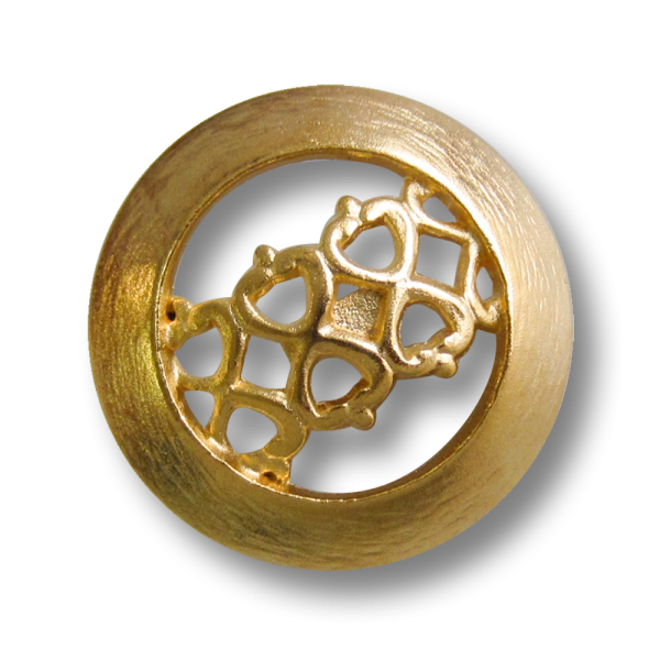 Goldfb. Metall Knopf m. herzförmigen Durchbruch Muster