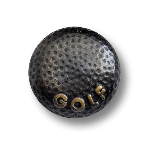 www.knopfparadies.de - 6341ei - Altmessingfarbene Metallknöpfe mit Golfmotiv