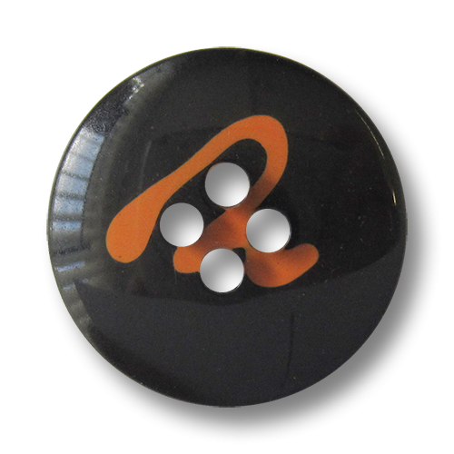 www.Knopfparadies.de - 1557so - Freche schwarz orange Knöpfe mit orginellem Muster