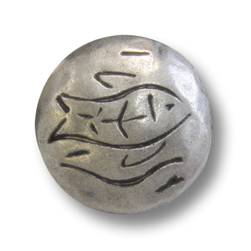 Metallknopf mit Fisch-Motiv
