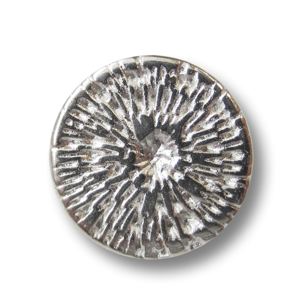 Kleiner glänzend silberfb. Metall Knopf mit Web Muster