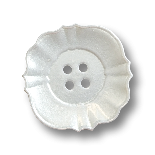 www.knopfparadies.de - 4635we - Zarte, weiß schimmernde Kunststoffknöpfe mit vier Löchern