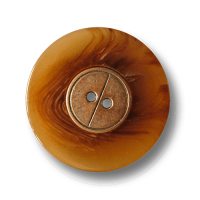 Braun melierter Zweiloch Knopf mit Metall Applikation Braun melierter Zweiloch Knopf mit Metall Applikation