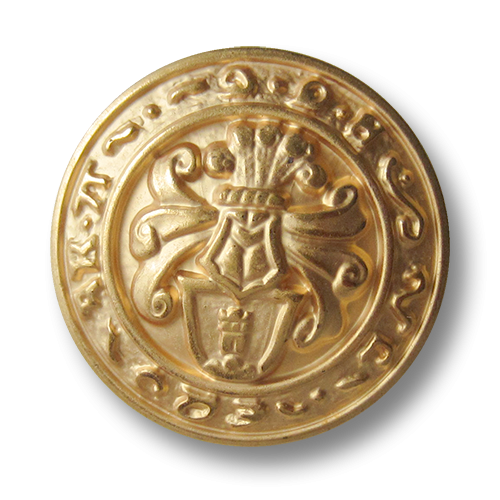 www.Knopfparadies.de - 5266go - Majestätische goldene Wappenknöpfe aus Kunststoff