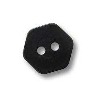 Kleiner 6-eckiger schwarz glänzender Zweiloch Knopf Kleiner 6-eckiger schwarz glänzender Zweiloch Knopf