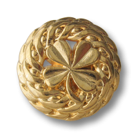 Sehr elegante goldfarbene Metall Ösen Knöpfe mit Klee Sehr elegante goldfarbene Metall Ösen Knöpfe mit Klee