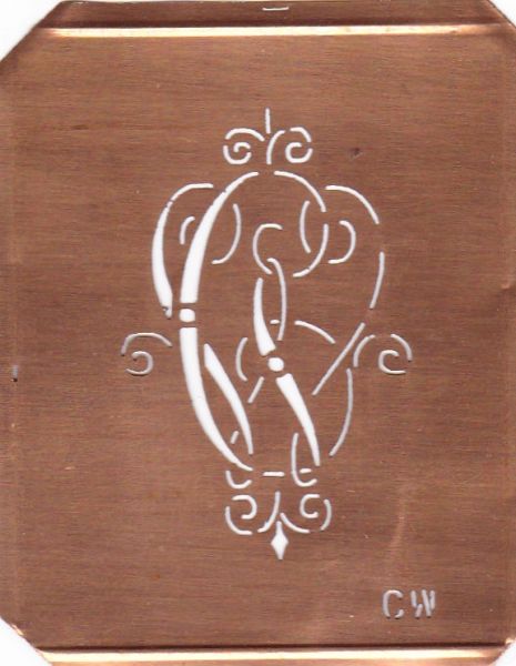 Uralte Wäscheschablone Monogramm CW