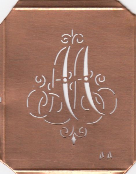 Uralte Wäscheschablone Monogramm AA