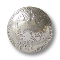 Glänzend altsilberfb. Metallknöpfe mit historischem Münz Motiv: Doppelkopfadler Österreich - 1/4 Flo Glänzend altsilberfb. Metallknöpfe mit historischem Münz Motiv: Doppelkopfadler Österreich - 1/4 Flo