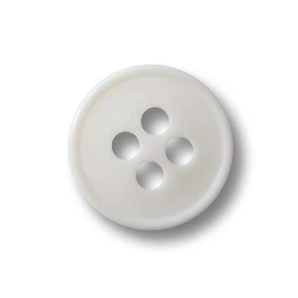 Kleiner Kunststoff Knopf in Weiß mit vier Knopflöchern