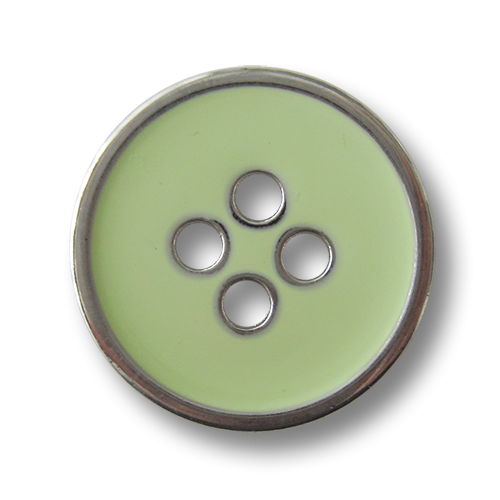 Moderner hellgrün silberfarbener Vierloch Metallknopf