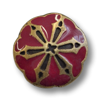 www.knopfparadies.de - 0353mr - Interessante Metallknöpfe mit rot emailliertem Blütenmotiv www.knopfparadies.de - 0353mr - Interessante Metallknöpfe mit rot emailliertem Blütenmotiv