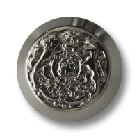 Glänzend chromfarbener Metall Ösen Knopf mit Wappen Glänzend chromfarbener Metall Ösen Knopf mit Wappen