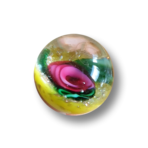 Extravagante gelb-grundige Glasknöpfe aus Glas - echte Handarbeit!