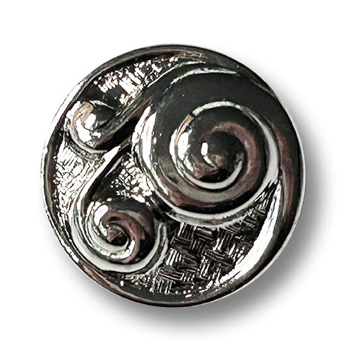 Ausdrucksstarke glänzend silberfarbene Kunststoffknöpfe - Wirbel-Design