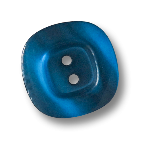 www.knopfparadies.de - 3581bl - Abgerundet viereckige Kunststoffknöpfe in blau schimmernd