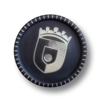 Hübsche tief dunkelblau-weiße Wappenknöpfe aus Kunststoff - modern interpretiert Hübsche tief dunkelblau-weiße Wappenknöpfe aus Kunststoff - modern interpretiert