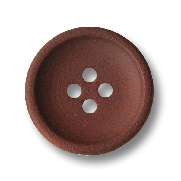 Schlichter brauner Vierloch Knopf aus echtem Leder