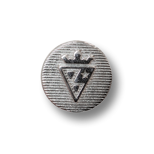 www.knopfparadies.de - 3961si - Kleine, silberfarbene Metallknöpfe mit gekröntem Wappen