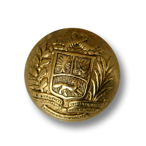 Feudaler altgoldfarbener Metall Knopf mit Wappen