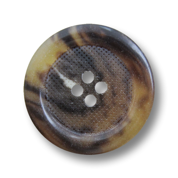 Edler Vierloch Kunststoff Knopf in Büffelhorn Optik