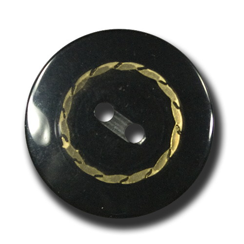 Schwarzer Knopf mit goldfb. Ringe - schlichte Eleganz