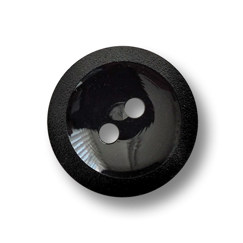www.knopfparadies.de - 6703sc - Schwarze Kunststoffknöpfe mit zwei Knopflöchern