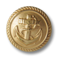 Hochwertig verarbeitete, goldfarbene Uniformknöpfe aus Metallblech mit Marine Motiv Hochwertig verarbeitete, goldfarbene Uniformknöpfe aus Metallblech mit Marine Motiv