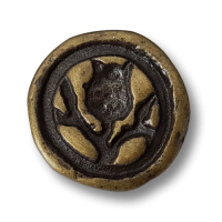 Metallknopf mit Blume in Altmessingfarben Metallknopf mit Blume in Altmessingfarben