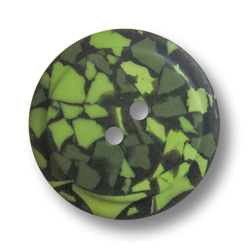 www.Knopfparadies.de - z198gr - Kreative schwarz grün hellgrün gemusterte Zweilochknöpfe aus Kunststoff