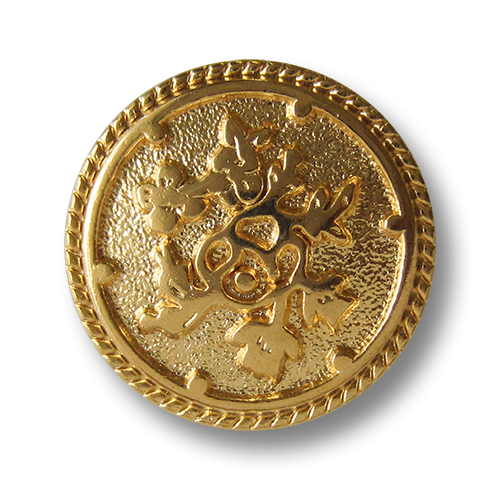 www.Knopfparadies.de - 0576go - Goldene Metallknöpfe mit Blumen Muster