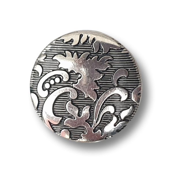 www.knopfparadies.de – z021as – Knöpfe 13mm altsilberfarben aus Kunststoff mit Ornamentprägung und Öse