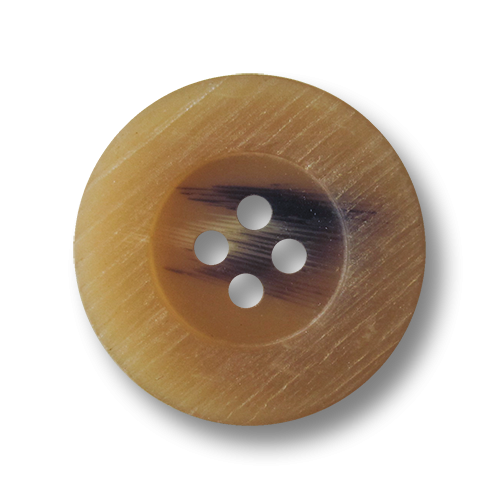 Beiger Vierloch Kunststoff Knopf in rustikaler Horn Optik