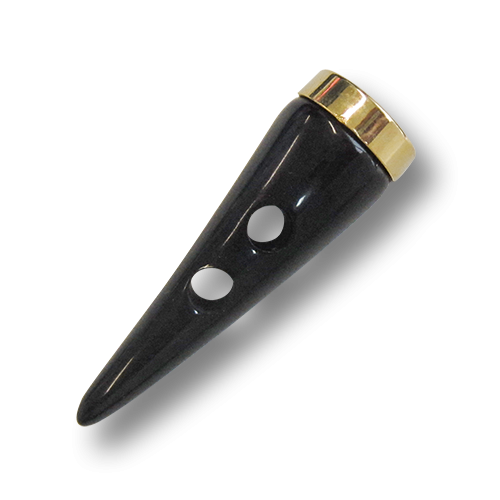 www.knopfparadies.de - 0380sc - Spitz zulaufende Knebelknöpfe aus Kunststoff in Schwarz und Gold