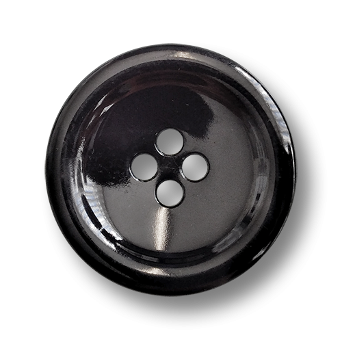 www.knopfparadies.de - 6511sc - Schwarz glänzende Kunststoffknöpfe mit vier Löchern