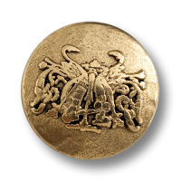 Extravaganter Metall Knopf mit phantasievollem Emblem Extravaganter Metall Knopf mit phantasievollem Emblem