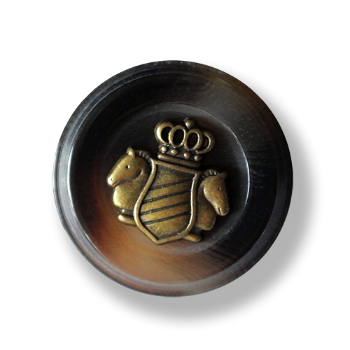 Nobler Ösen Knopf mit Wappen Metall Applikation