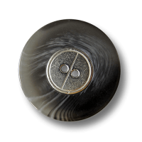 Grau melierter Zweiloch Knopf mit Metall Applikation Grau melierter Zweiloch Knopf mit Metall Applikation