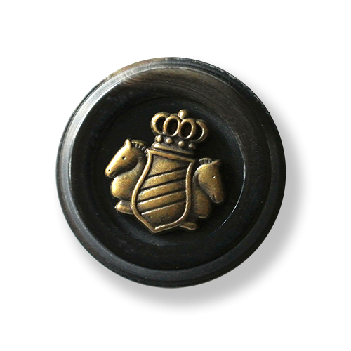 Nobler Ösen Knopf mit Wappen Metall Applikation