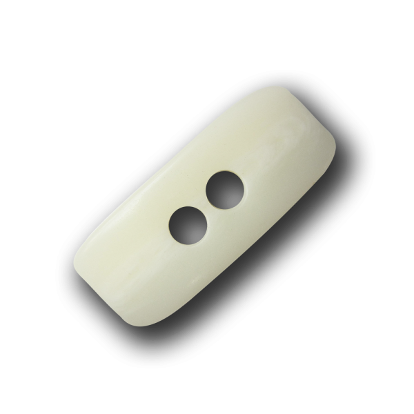 Großer wollweiß gefiederter Knebel Knopf aus Kunststoff