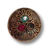 www.knopfparadies.de - d185ag - Altgoldfarbene Knöpfe mit dreierlei Glitzersteinchen www.knopfparadies.de - d185ag - Altgoldfarbene Knöpfe mit dreierlei Glitzersteinchen