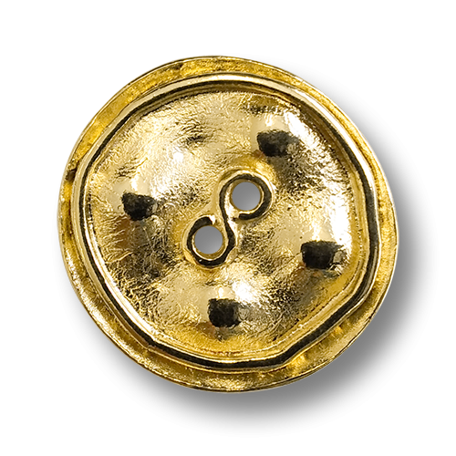 www.knopfparadies.de - 6113go - Ausgefallene, goldfarbene Metallknöpfe mit zwei Löchern