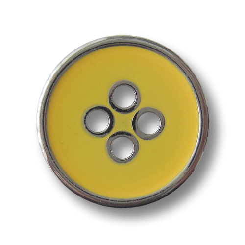 Moderner gelb silberfarbener Vierloch Metallknopf