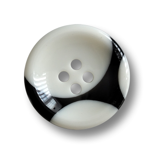 www.knopfparadies.de - 6783ws - Schwarze weiße Kunststoffknöpfe mit vier Knopflöchern