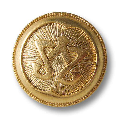 www.Knopfparadies.de - 4166go - Extravagante goldene Metallknöpfe mit Enblem