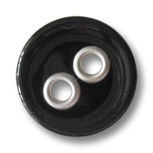 www.Knopfparadies.de - 5900sc - Dekorative schwarze Kunststoffknöpfe mit großen silbernen Knopflöchern
