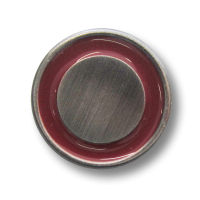 Eisenfarb. Metall Ösen Knopf mit rot glänzendem Ring Eisenfarb. Metall Ösen Knopf mit rot glänzendem Ring